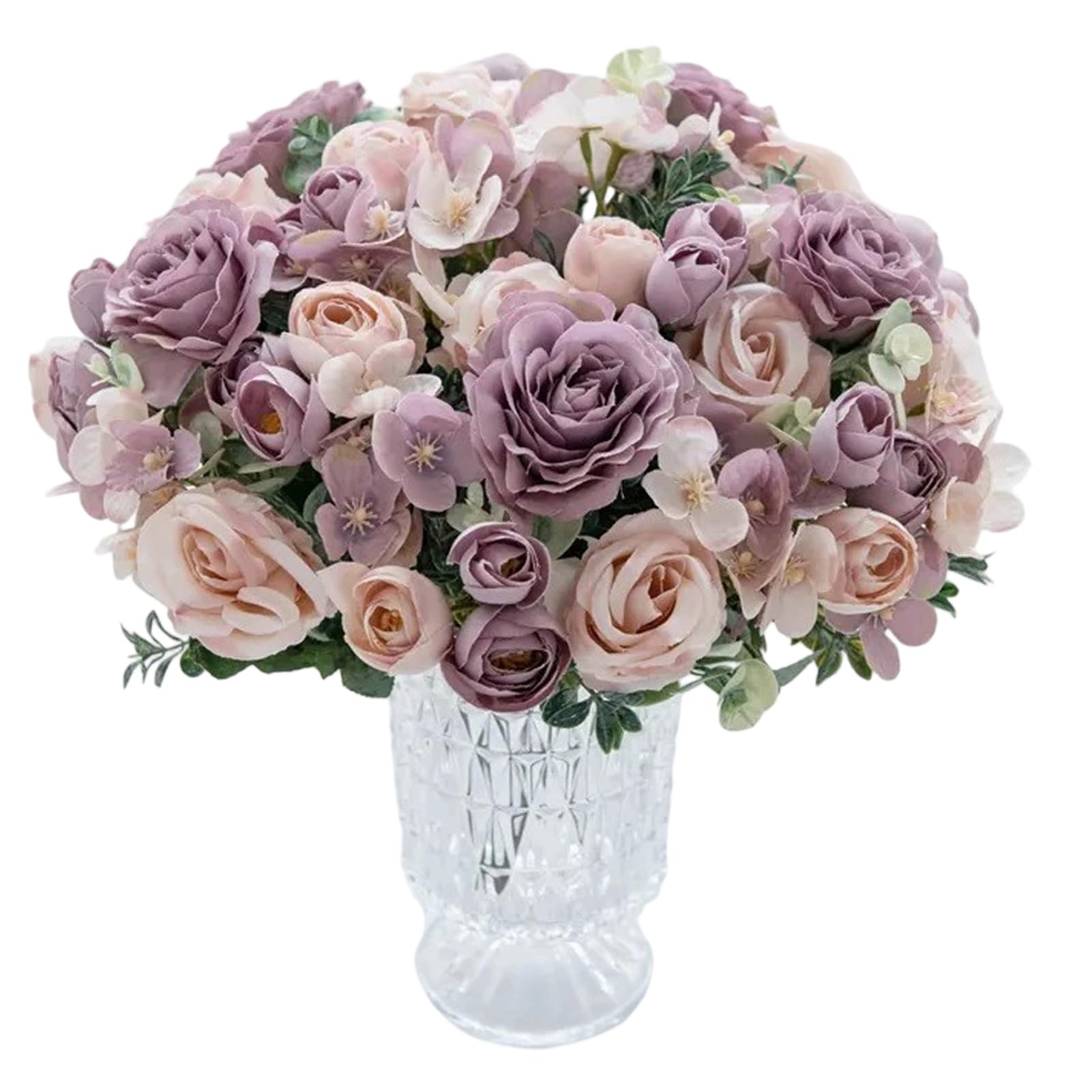 Meriviva 2 Bunches Artificial Flowers, Artificial Peonies Roses Bouquet Faux Hydrangea Silk Fake Flowers for Wedding Party Home Table Decoration Indoor Outdoor (Purple)
