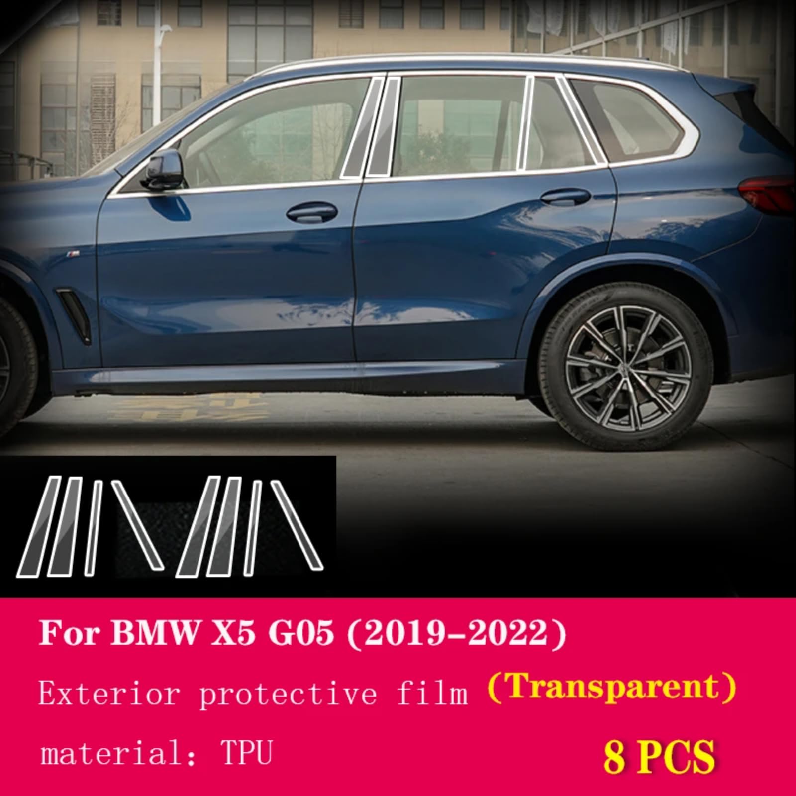 Pellicola protettiva per carrozzeria auto B C per lunotto della finestra con membrana anti-graffio TPU PPF, accessori per BMW X5 G05 2019-2023 (trasparente)