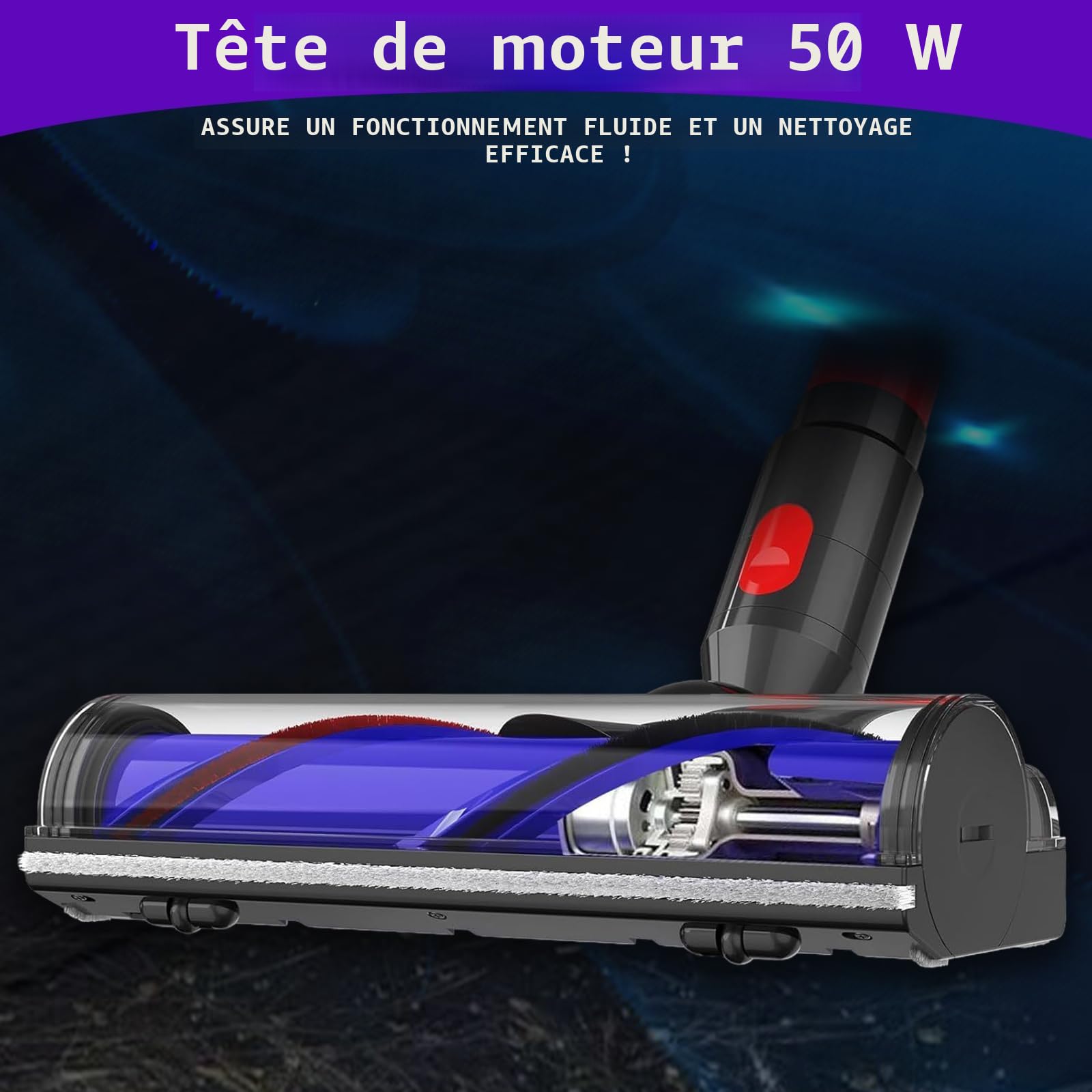 Tête de Brosse pour Dyson V7 V8 V10 V11 V15, Brosse électrique pour Dyson SV10 SV11 SV12 SV14, Pièce de Remplacement pour Brosse à Rouleau, Compatible Tapis & Sols Durs