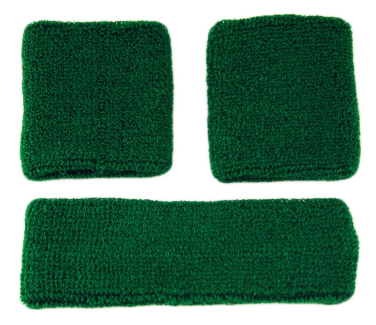 Itzu Men's Bottle Green Sweatbands Sweat Band Set Terry Cloth Gym - 1 X Headband - 2 X Wristbands In Many Colours! (Bottle Green)