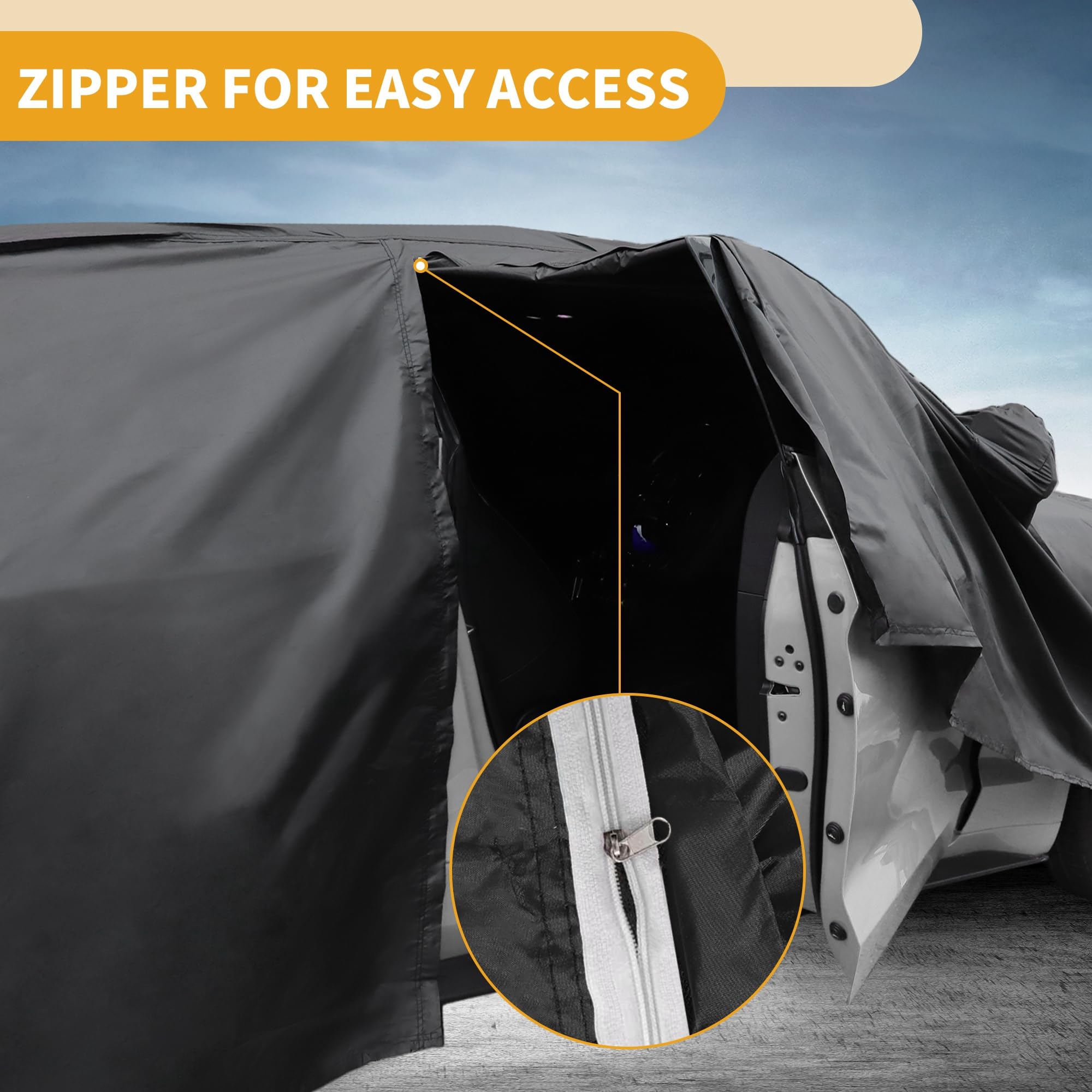 Partuto All-Weather Waterproof Car Cover - UV-Resistant Outdoor Full Exterior Protection for Volvo XC40 2017-2022 210D-PU Black Blue — view 6