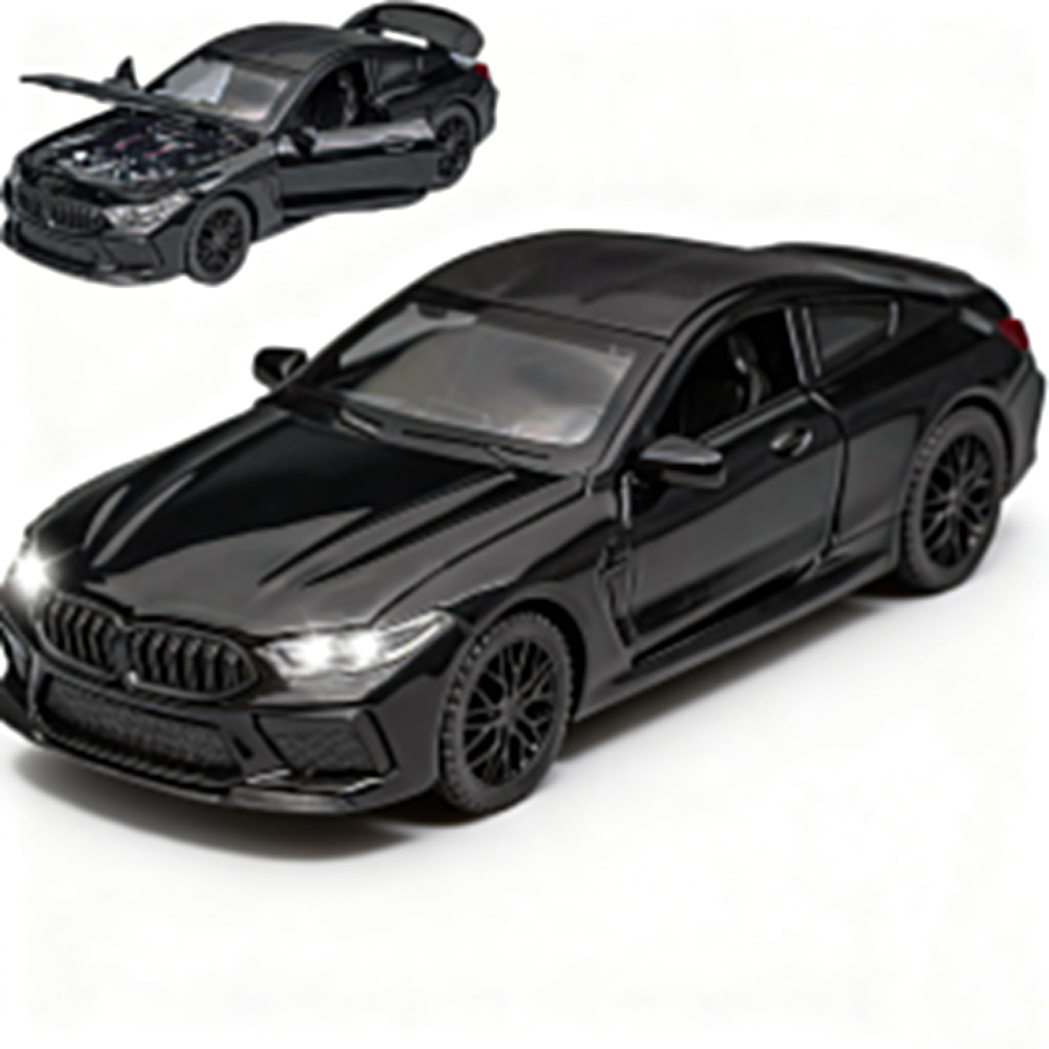 ERBADIHAGO Toy Cars Compatible for BMW M8 Model Car 1/32 Metal Collect car with Light and Sound Pull Back for Boys Children Age 3 + Year Old Festival