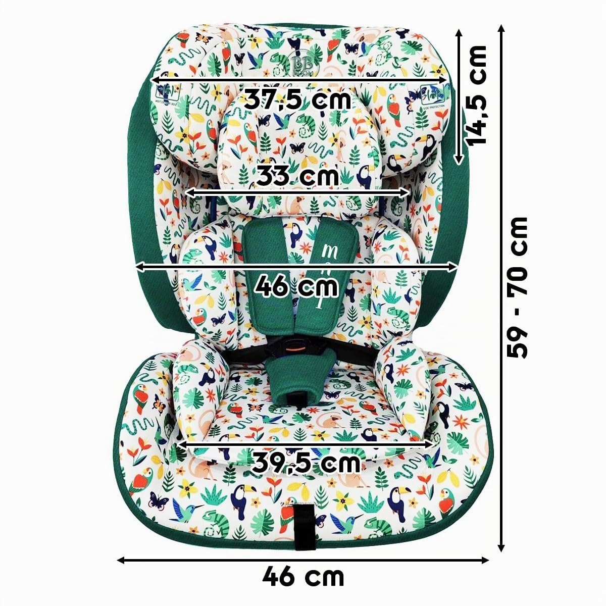 MAUI Siège-auto ceinturé évolutif R129 76-150 cm pour enfant Jungle
