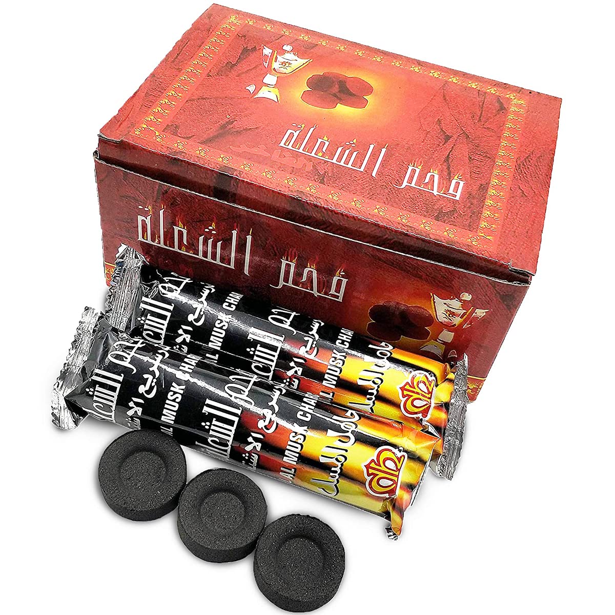 Bakhoor Coal Shola Charcoal Musk, 100 Pieces Long Lasting Charcoal, Lighting Charcoal Briquettes for Hukkah Sheesha BBQ Grill Preparation Long Lasting for Bakhoor and Incense Burning Black