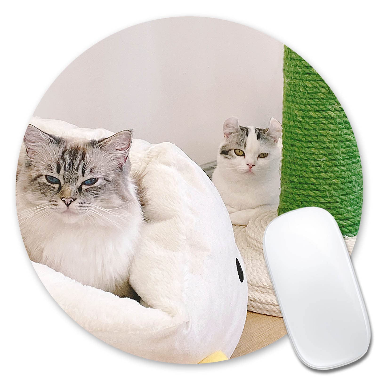 ice rabbit Mouse Pad Pretty and Cute Cat Design Non-Slip Comfortable Round Rubber Mousepad