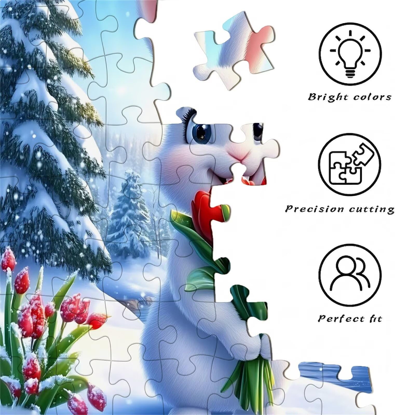 Puzzle 3000 Teile, Holzpuzzle Erwachsene - Impossible Puzzle 122 x 81 cm niffliges Denkspiel & Denksport für Frauen & Männer, Familienspiel für Spieleabende,Geschenk für Frauen Tier Kaninchen-2 w0-173