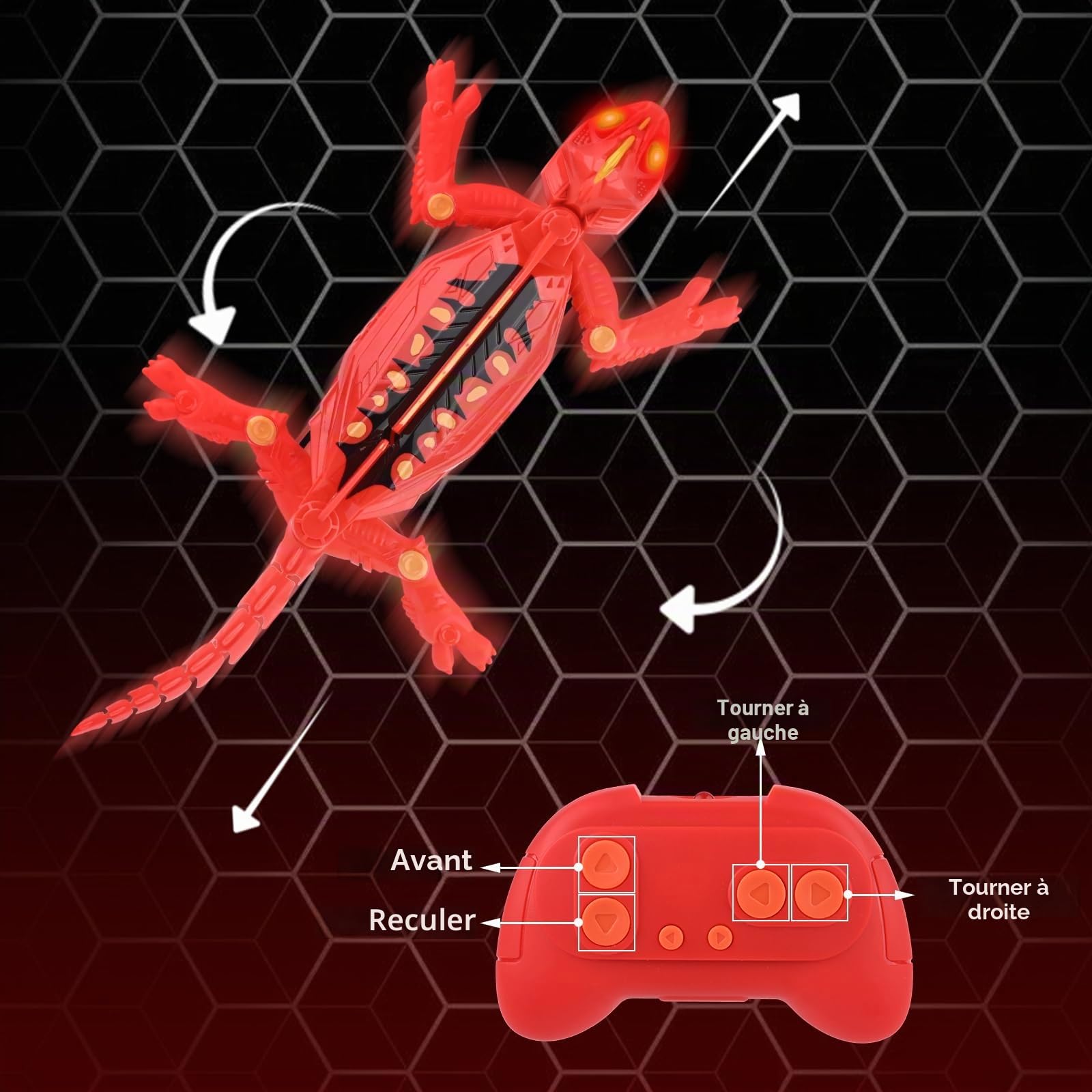 Euakee Lézard Robot Télécommandé Rechargeable, Caméléon Grimpeur avec Yeux LED, Cadeau pour Enfants 3 à 12 Ans (B)
