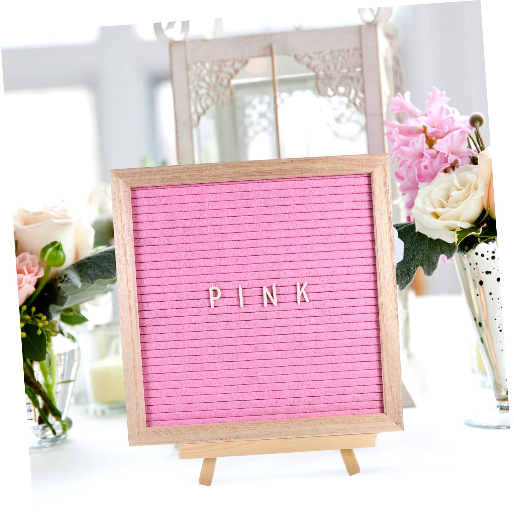 Lurrose Tableau à Lettres Set Complet en Feutre Double Face avec Support Bois, Facile à Fixer, Personnalisable pour Affichage Pratique pour Mariage ou Anniversaire