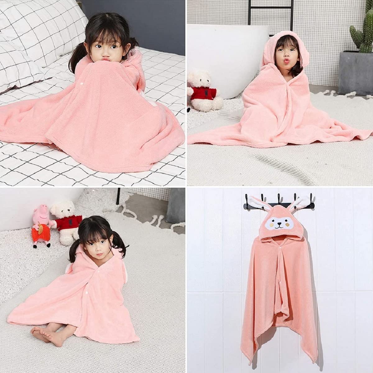 Serviette de Bain Bébé avec Capuche Grands Doux Absorbant Couverture Douche Poncho Serviette pour Enfants Infantile Nouveau-né