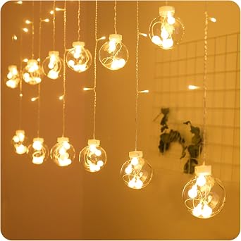 Ampül Saçak LED Perde Işık, 8 Farklı Işık Modu, 3 Metre Uzunluğunda, 12 Adet Ampül Sarkıtlı Tasarım, Su Geçirmez Yapı, Dekorasyon Ambiyans Noel Yılbaşı İçin Saçak LED Yılbaşı Perde Işık [Enerji Sınıfı A+++]