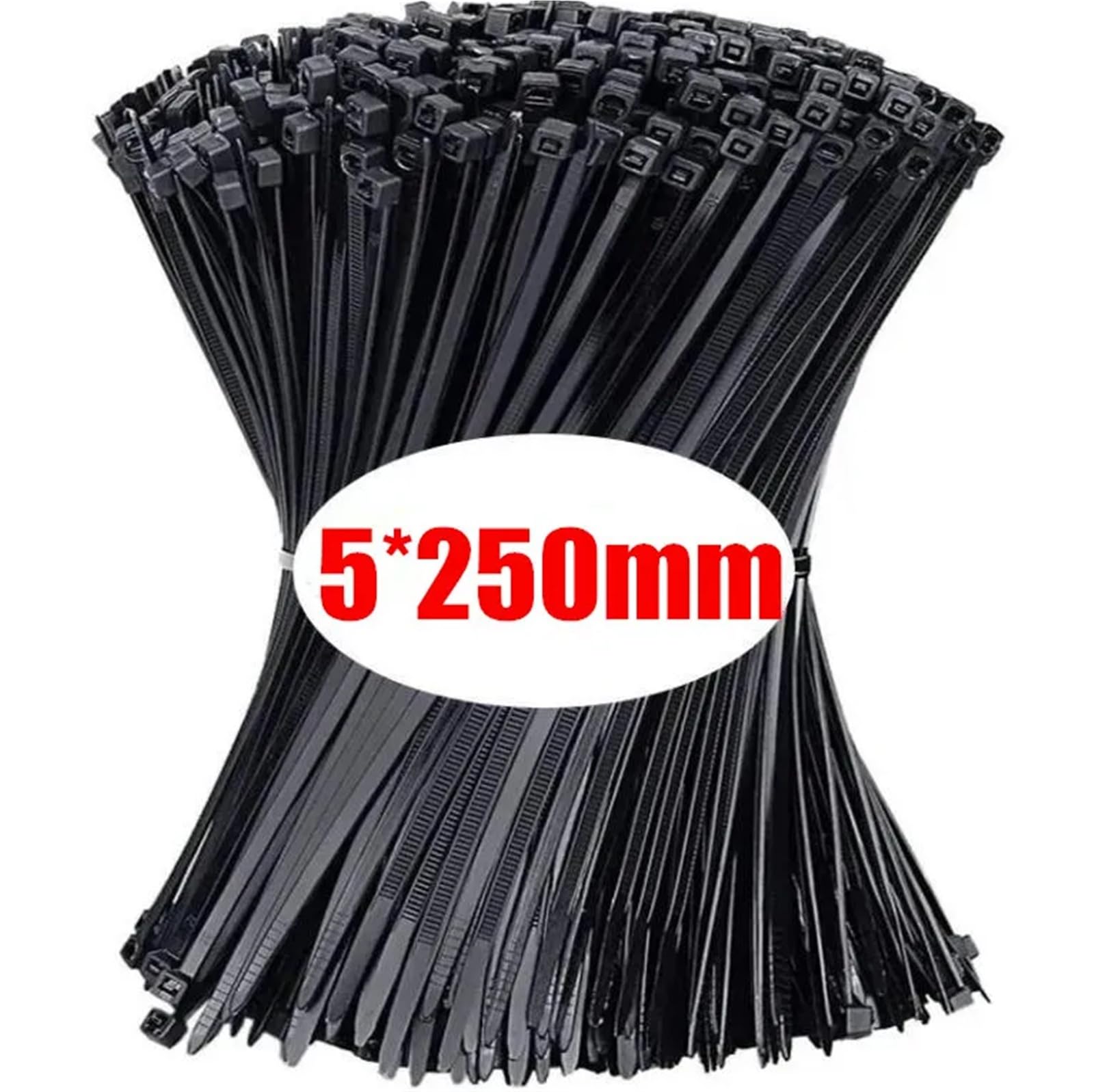 500/100 bridas de plástico de nailon con autobloqueo, correas ajustables de sujeción para el hogar, oficina, alambre largo (5 x 250 mm, 500 unidades)