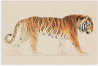KIPNG Vintage Pacing Tiger Poster, Muted Color Painting, Animal Artwork ...