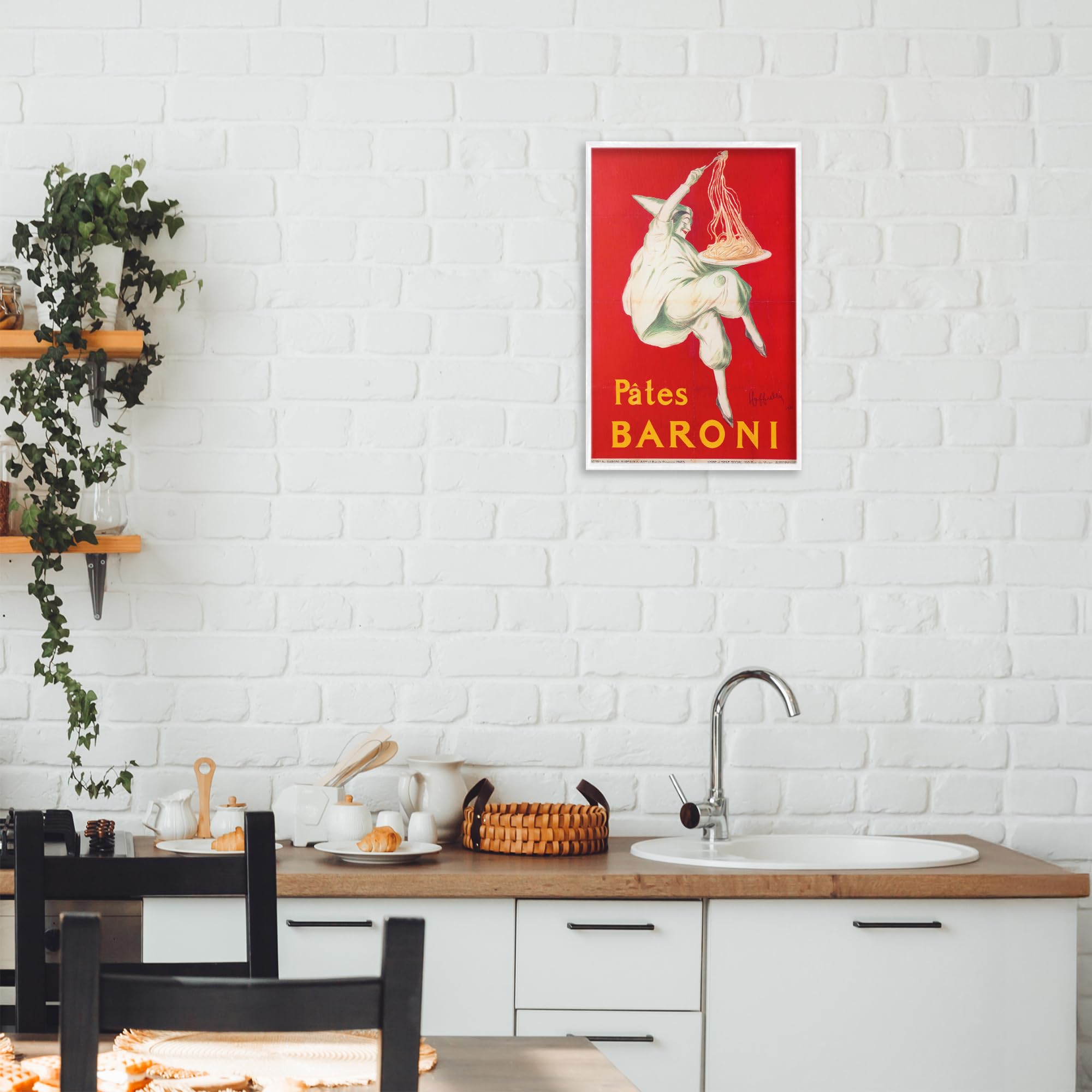 Stupell Industries Vintage Hustle "Pates Baroni Advertisement", gerahmte Giclée-Kunst, weiß, 30,5 x 45,7 cm, einfach aufzuhängen und stabil, hergestellt in den USA