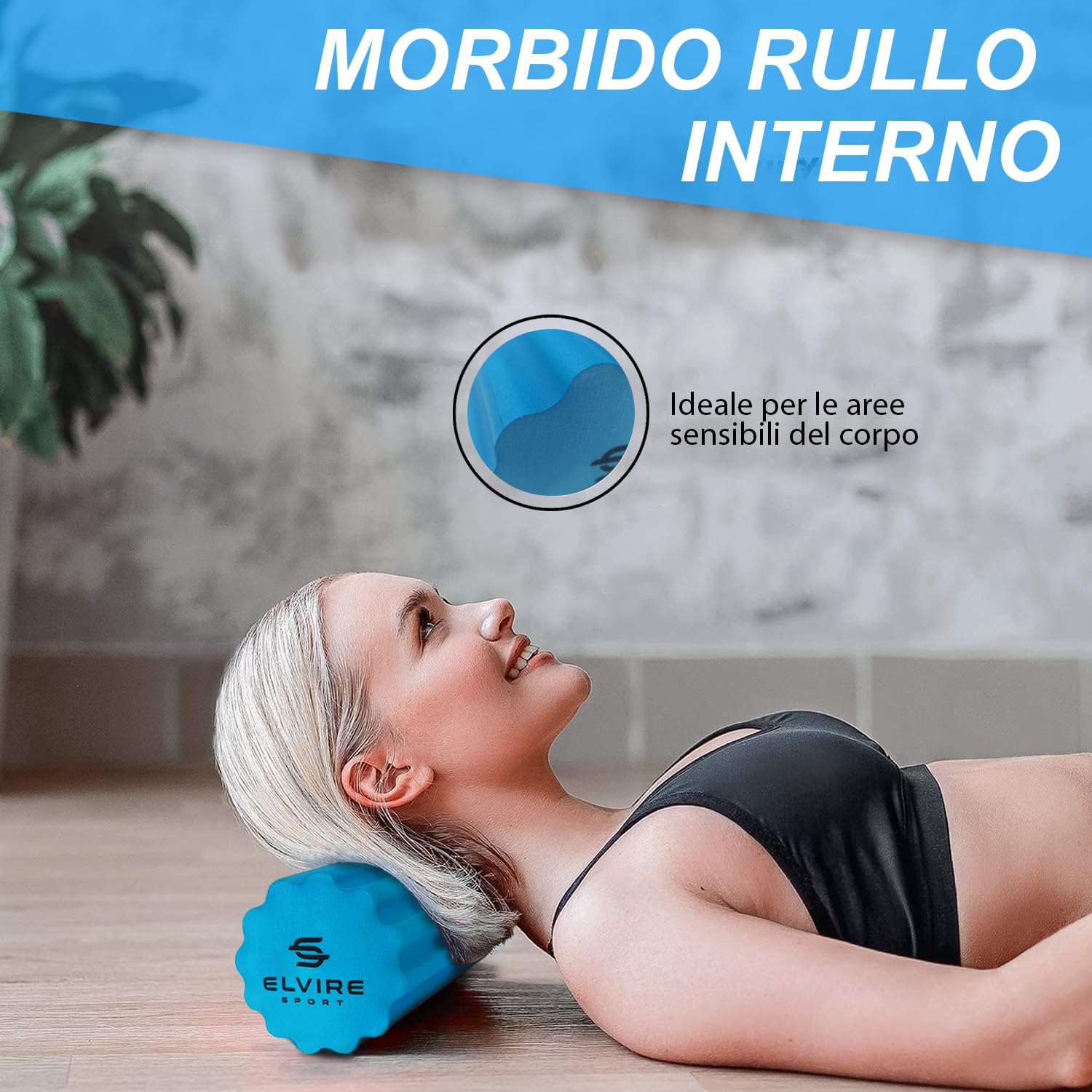 Rullo Massaggio Muscolare Feel Recovery | Foam Roller 45x15 Cm | Per Schiena, Gambe E Fascia Lombare | Con Borsa E Poster Esercizi