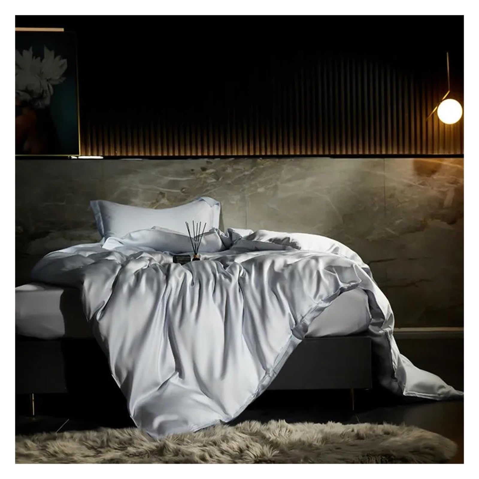 Sbcgfy C Blcak Silk Duvet Over Set Bed Sheet Pillowcases Softest Ooling Smooth Bedding Set Double Queen King Family,Otton Duvet, Zq-11042,-Queen Size 1.8M Bed 4Pcs