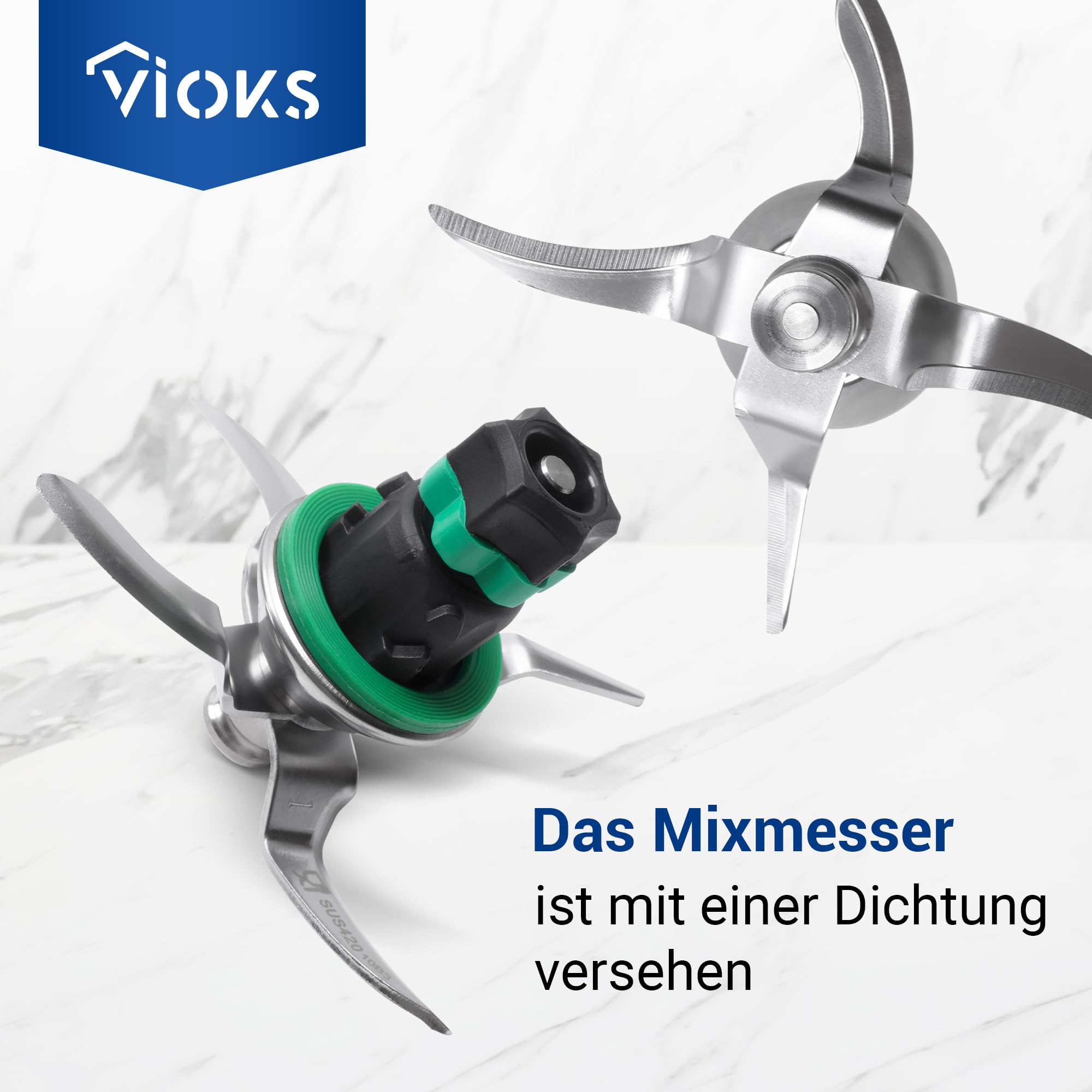 VIOKS Alternatif Couteau compatible avec Thеrmomix TM6 | Couteau de rechange couteau mixeur, en acier inoxydable SUS420, avec 4 lames, pour robot de cuisine