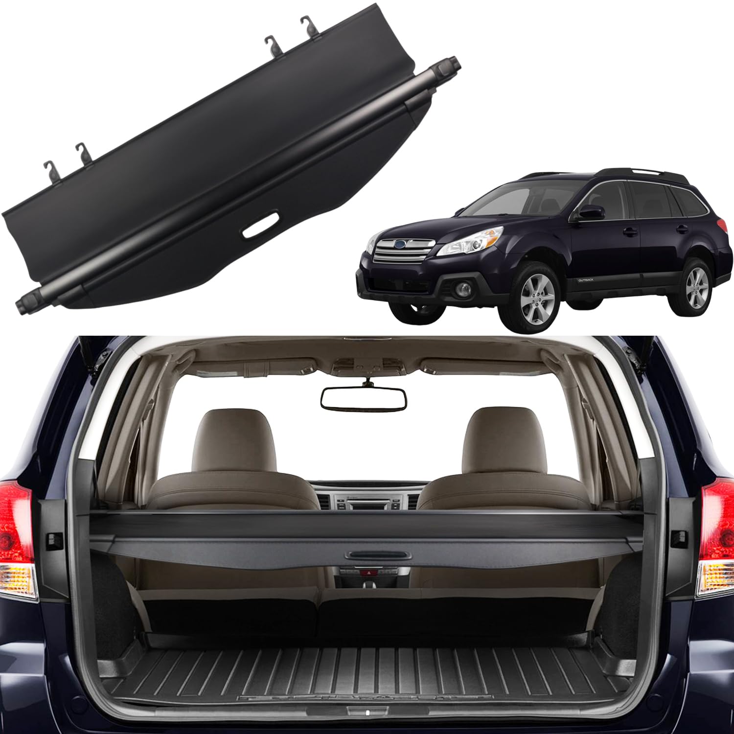 Cargo Cover Rear Trunk Cover Fit for Subaru Outback Black 2010-2014 Rear Trunk Security Cover Shielding Shade Car Accessory (Only for Manual Tailgate)
