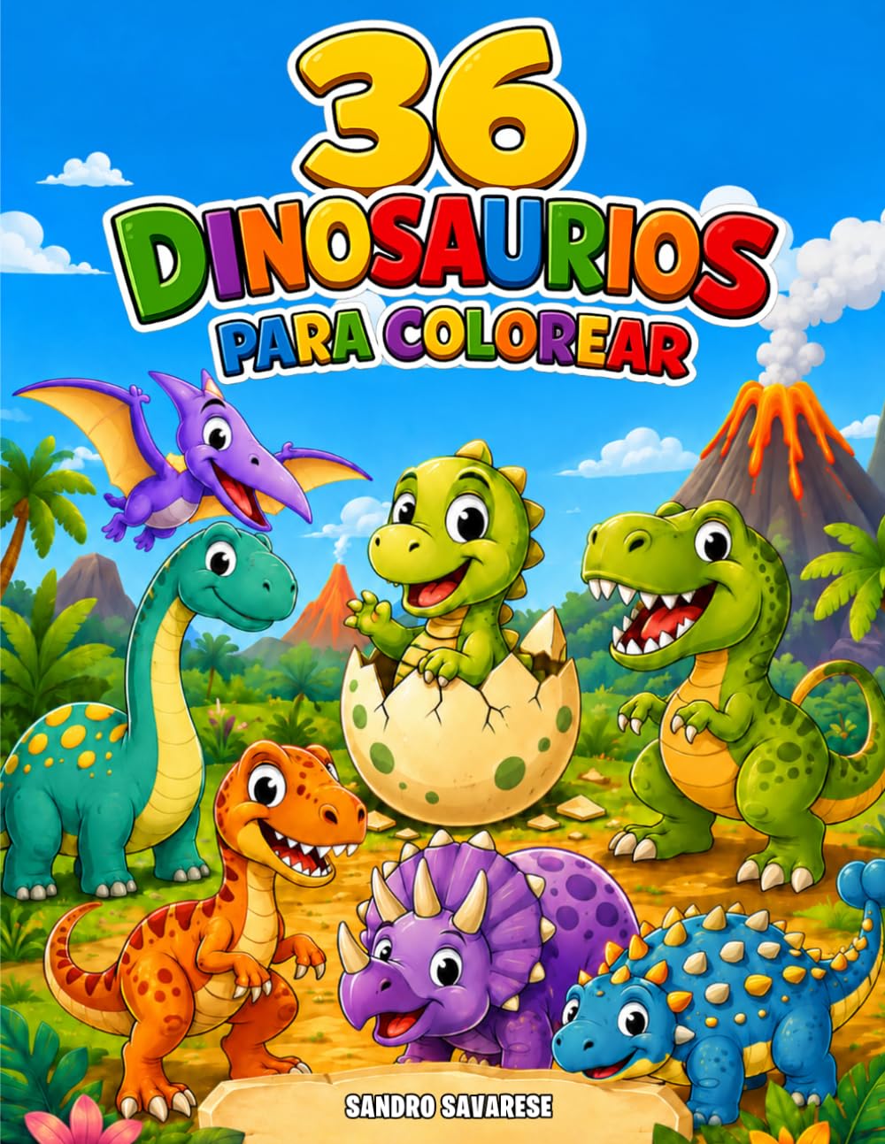 Libro para Colorear de Dinosaurios para Niños (Incluye 36 Dinosaurios): ¡Libro para colorear divertido y educativo para niños de 3 a 6 años con T-Rex, ... Velociraptor, Brachiosaurus y muchos más!