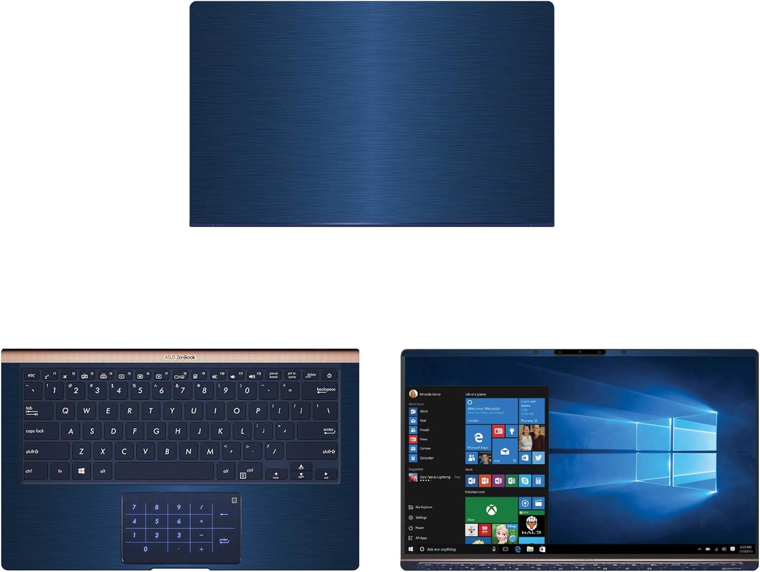 Decalrus - Protective Decal for Asus ZenBook 14 UX433FA (14" Screen) Laptop Blue Texture Brushed Aluminum Skin case Cover wrap BAasusZenbk14_ux433Blue