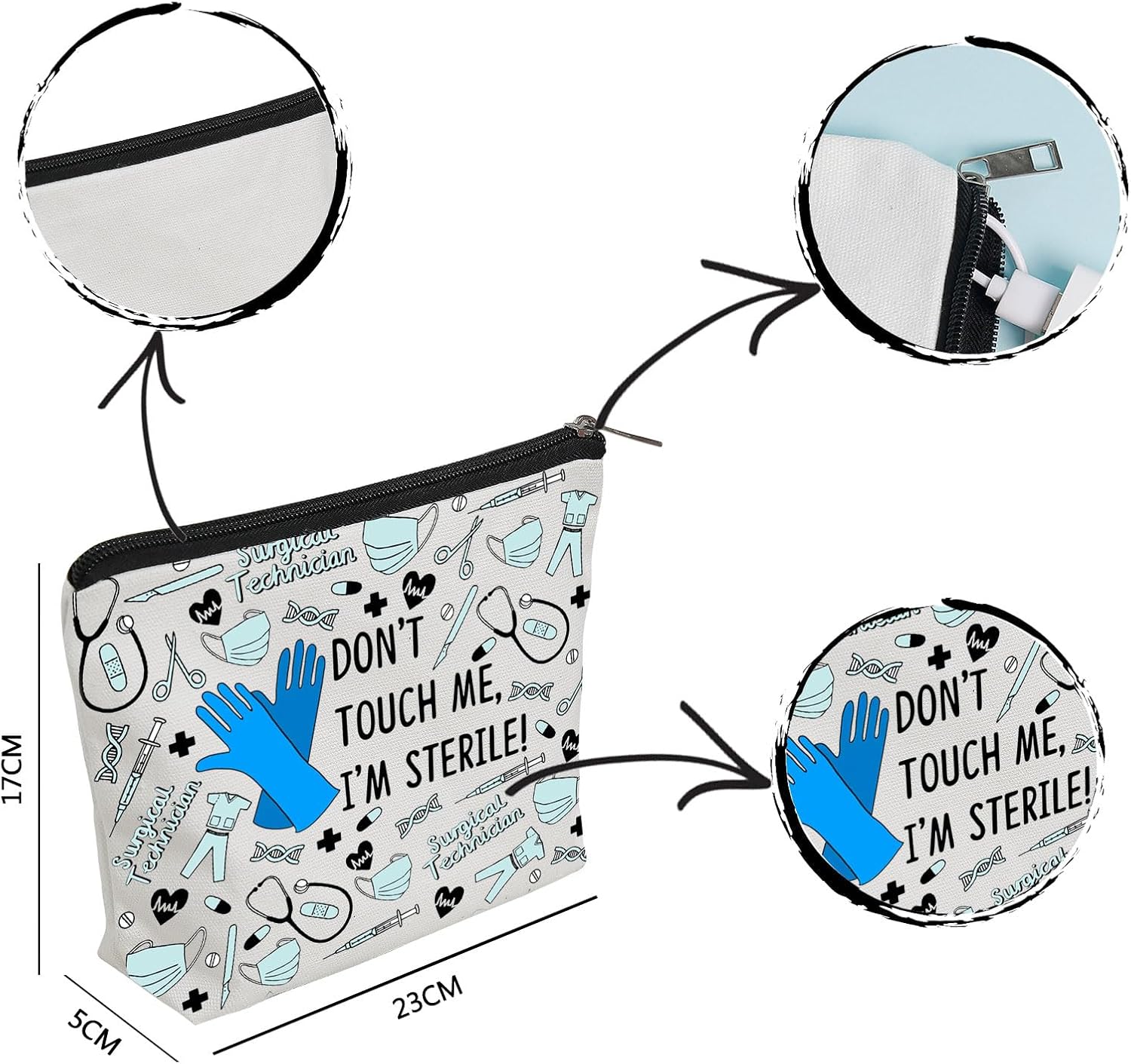 WZJHCL Surgical Tech Appreciation Gift Surgical Technician Makeup Pouch Bag Scrub Tech Cosmetic Bag Surgical Assistant Gift (Sterile) - Image 2