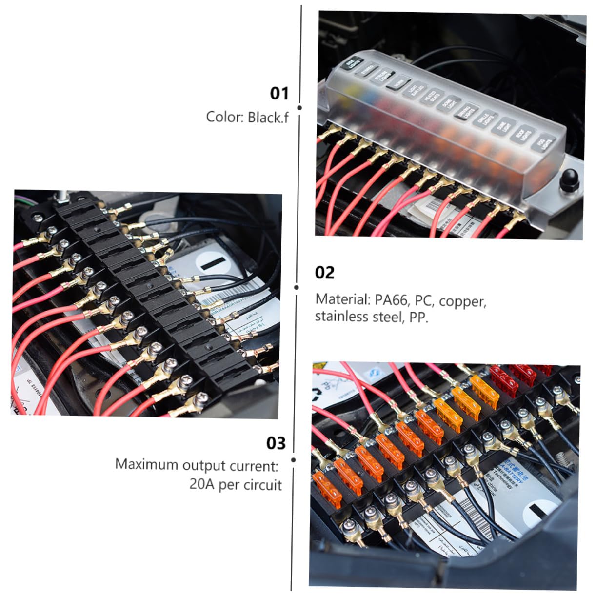 Scatola Portafusibili Auto 12 Vie 32v 75a con Doppie