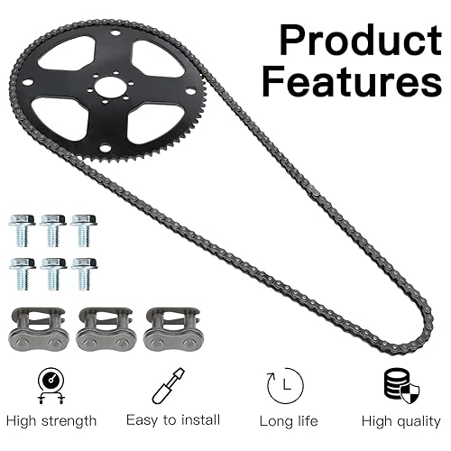 Miniatura 8 de YOXUFA Piñón de 75 dientes con 35 cadenas de transmisión 140 eslabones de repuesto para mini bicicleta Coleman CT100U CC100X Baja Doodle Bug DB30
