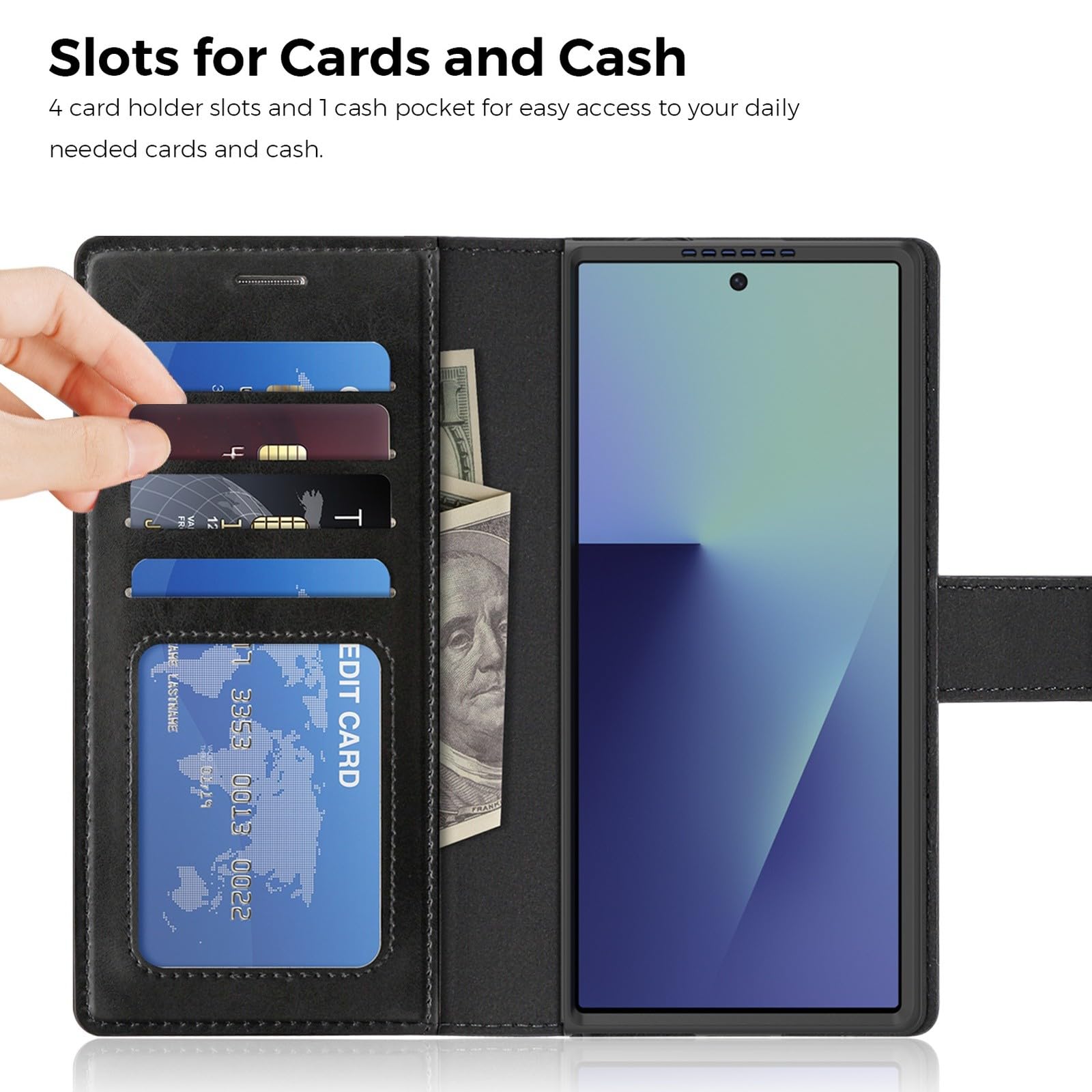 Custodia generica compatibile con Samsung Galaxy Z Fold 5 (colore: caffè) custodia magnetica a portafoglio in pelle rimovibile
