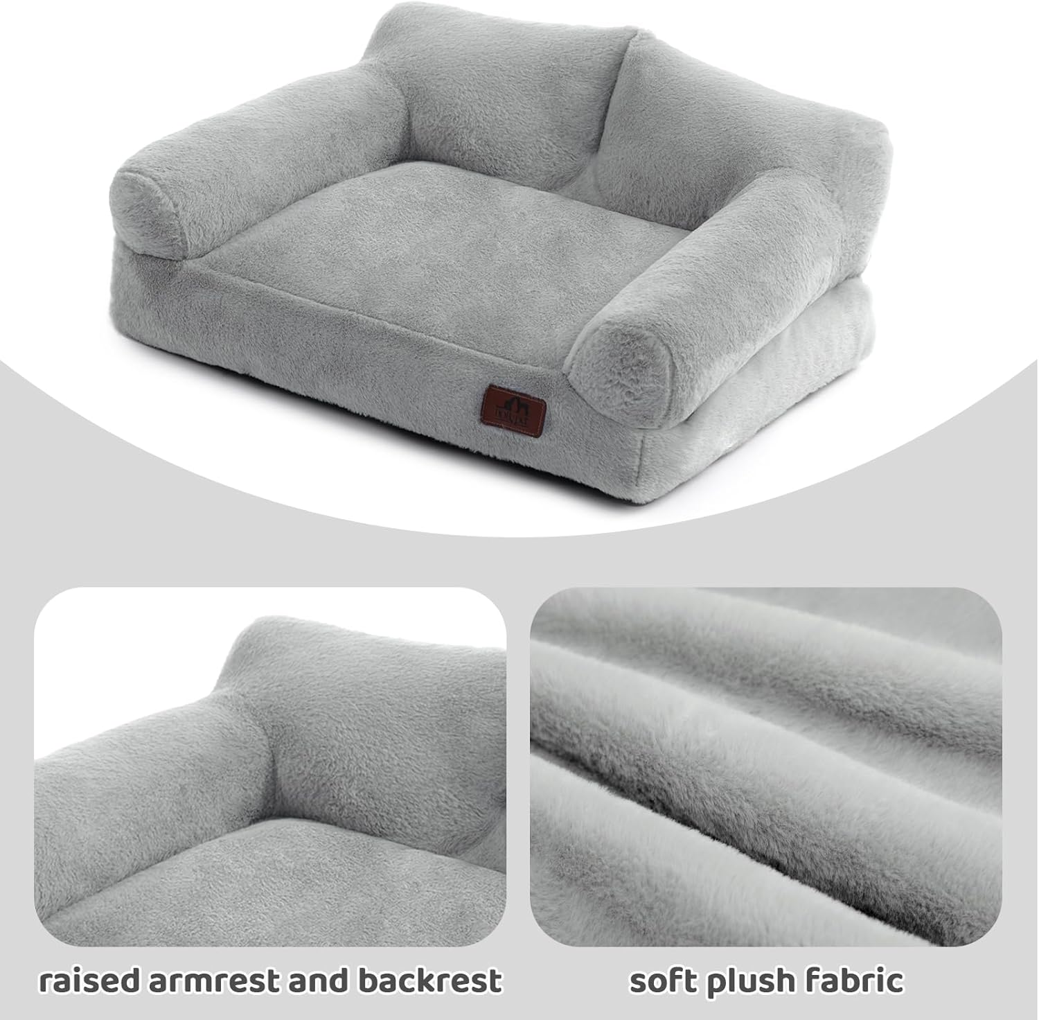 Hollypet Cat Bed Small Dog Bed, Fluffy Plush Cat Couch for Cats and Puppy, Soft Sleeping Pet Sofa Breathable Pet Cushion, Light Grey 8