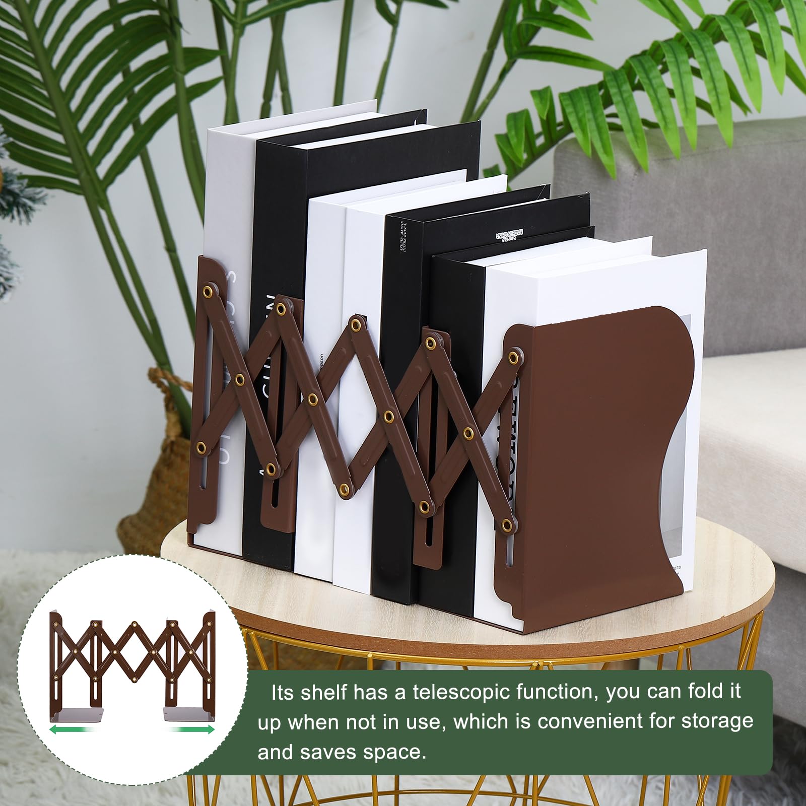 YOKIVE Adjustable Bookend, Expandable File Magazine Rack Bookshelf Organizer Binder Holder, Keep Storing Books - Image 3