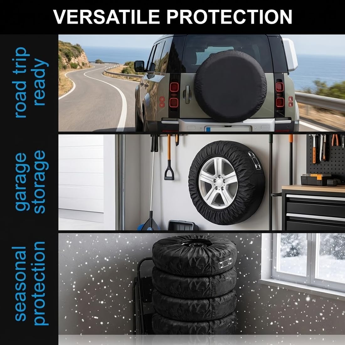 Copertura Universale per Ruota di Scorta Impermeabile Auto Protezione Decorativa Interna (Nero)
