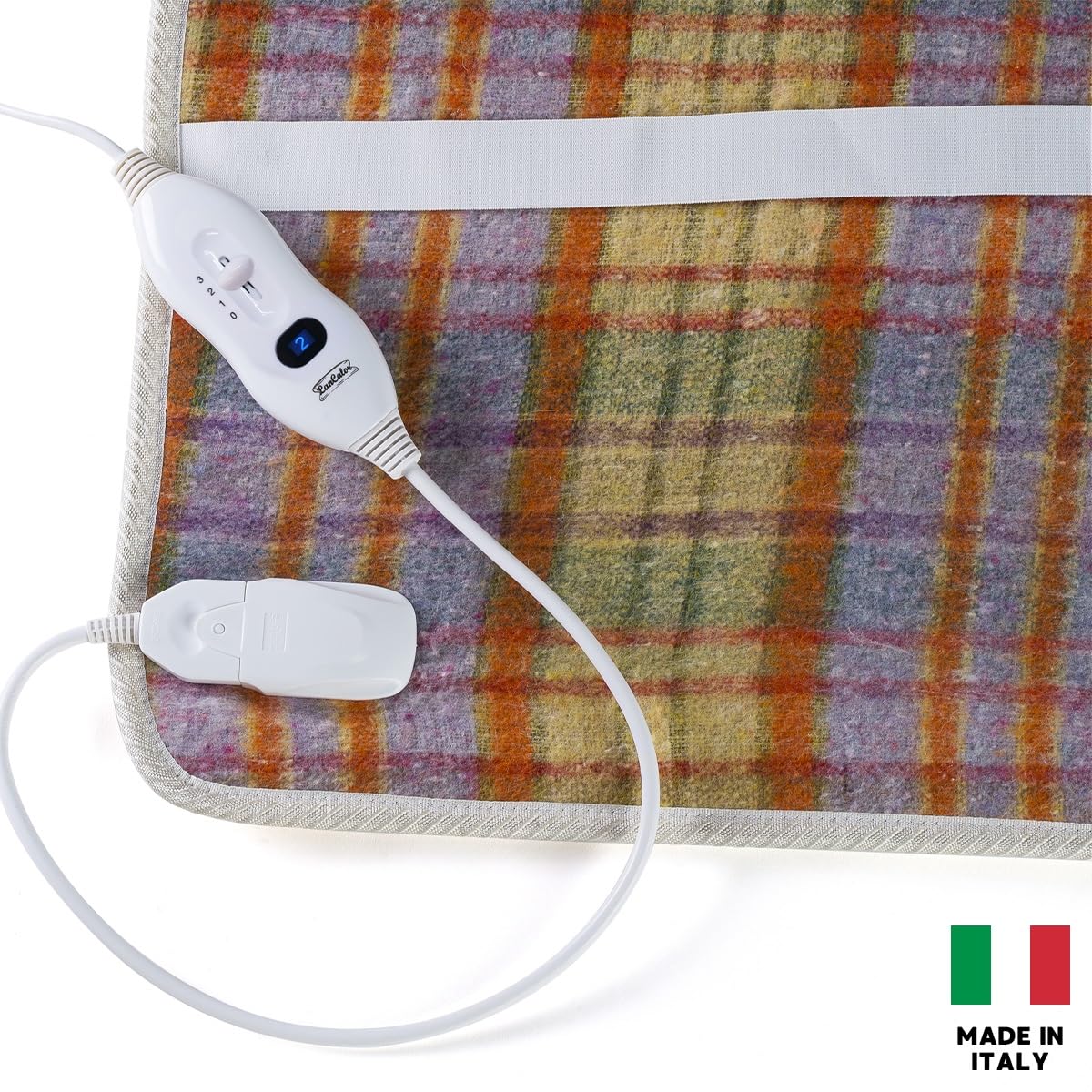 LANCALOR - Scaldanotte Plus, Calientacamas eléctrico Individual 165x80 cm, Vellón 100% Lana, Antipliegue, Lavable, 3 temperaturas, Seguridad Total, Bajo Consumo, Fabricado en Italia
