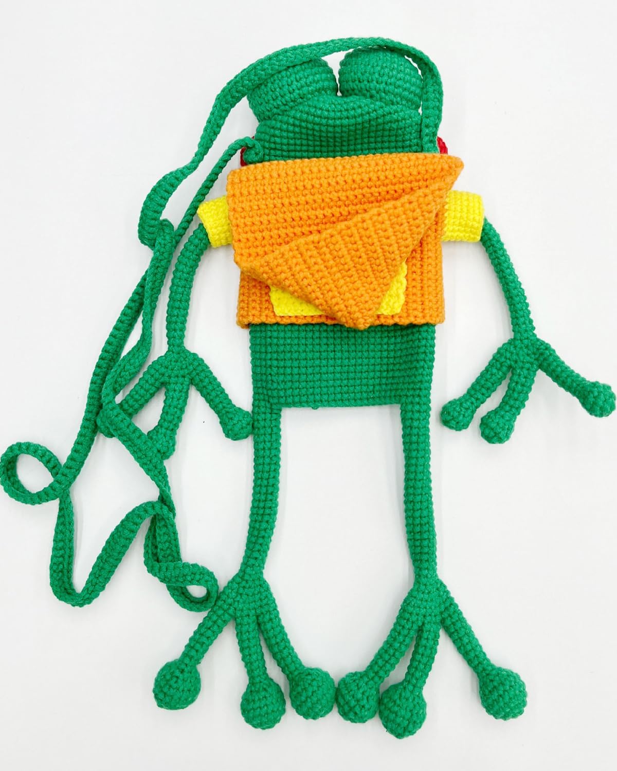 Crochet Ugly Big Mouth Frog Phone Case Bag, handmade Cross body Phone Bag