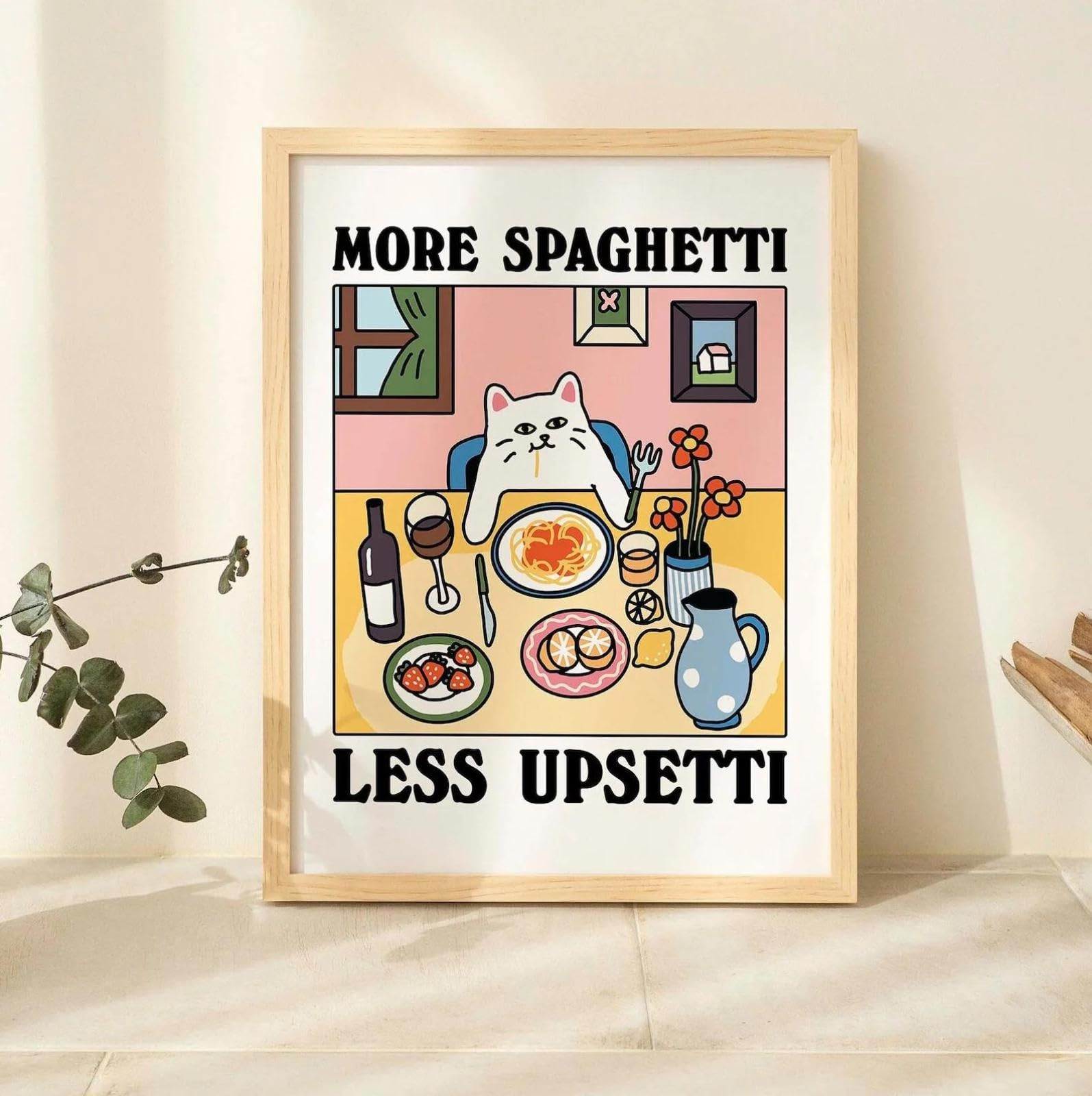 Shinering More Espresso Less Depresso Cartoon Cat Kitchen Canvas Painting Poster And Prints Wall Art Picture For Cafe Decor Home Decor A3 21X30cm Unframed