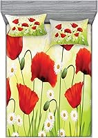 Vista 45 de Ambesonne Island Map - Juego de sábanas bajeras y fundas de almohada, mapa del tesoro súper detallado, diseño de piratas rústicos grungy, tema