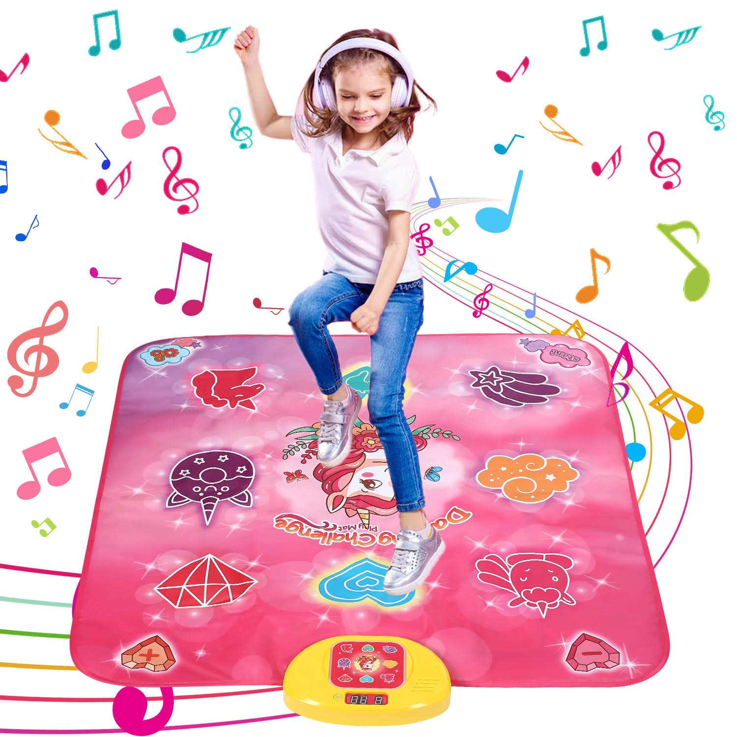 Alfombra de Baile Juguete Niña 3 4 5 6 7 8 9+, Alfombra de Baile para Niños, Música Incorporada, 5 Modos Juego, Luces LED, Alfombra de Baile Musical Regalo Cumpleaños Navidad para Niñas 3+ años