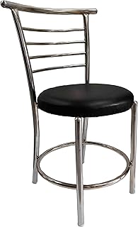 ACTIVA Ring-158 Stainless Steel Metal Chair for Home/Office Multipurpose Chair with Cushioned Seat Comfort Padded Seating for Study Rooms/Dining Areas Armless Sturdy Seating (Black, Set of 1)