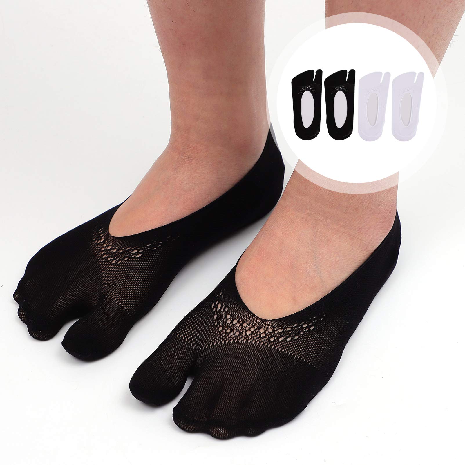 GAROZATION Present for Friends 2 Pairs of Half Socks Lace Forefoot Socks for Women Split Toe Design
