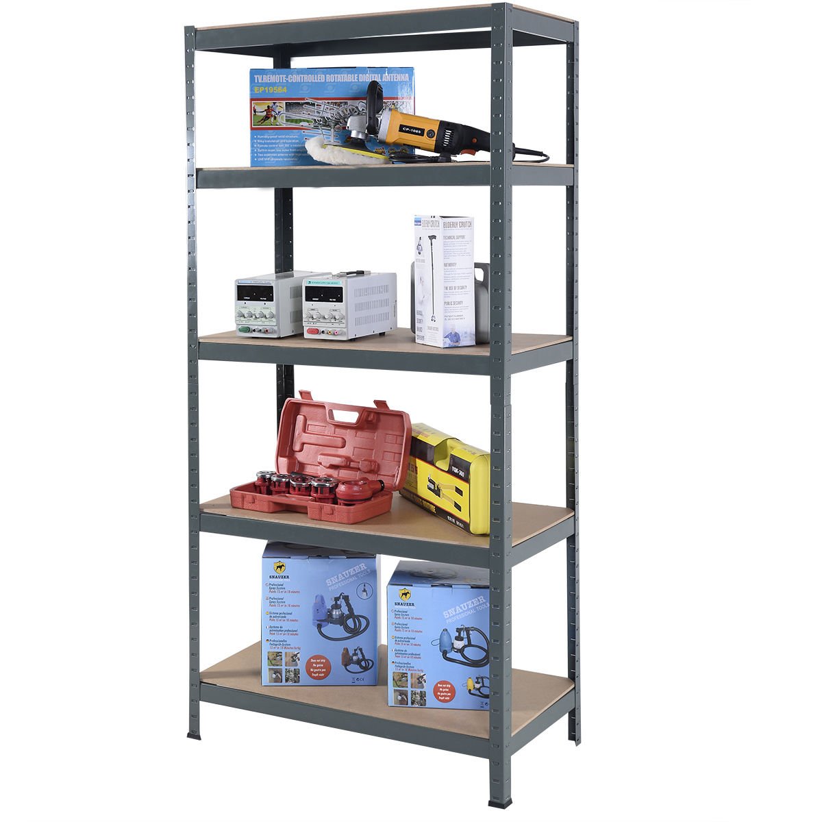 72" Heavy Duty Steel 5 Level Garage Shelf Metal Storage Adjustable
