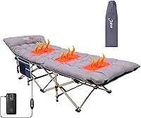 Vista 12 de Nice C Catres de camping con colchón, para adultos, catre plegable, con almohada, bolsa de transporte y bolsillo de almacenamiento, extra ancho