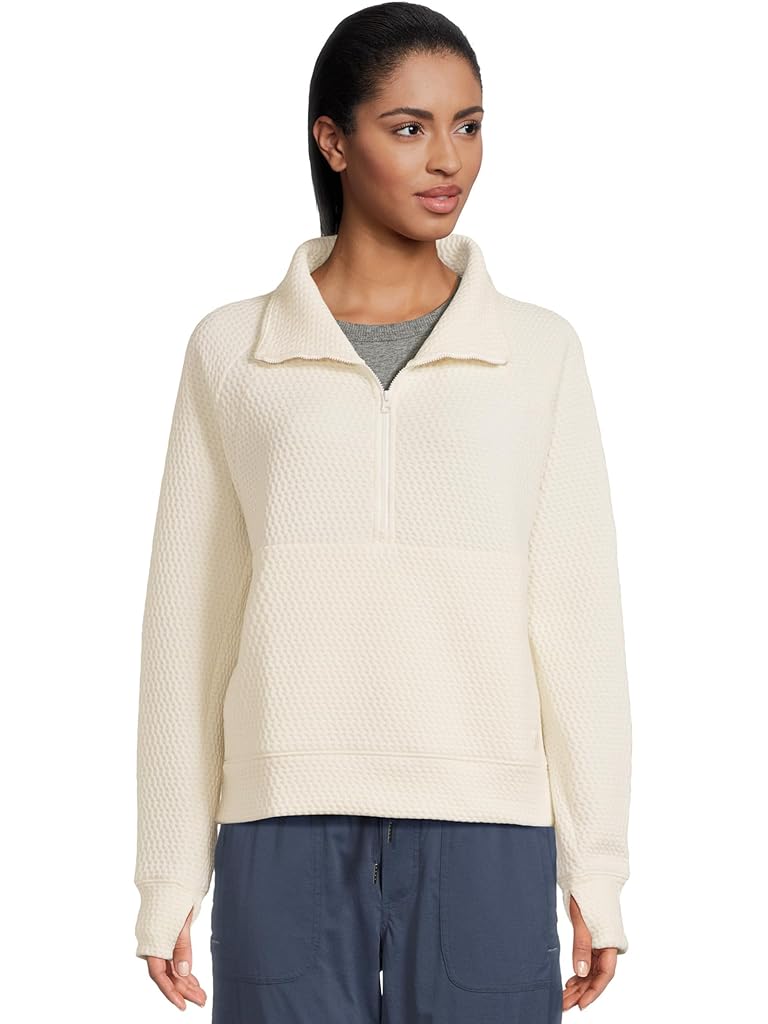 White L.L.Bean Ridgeknit Half Zipper Pullover