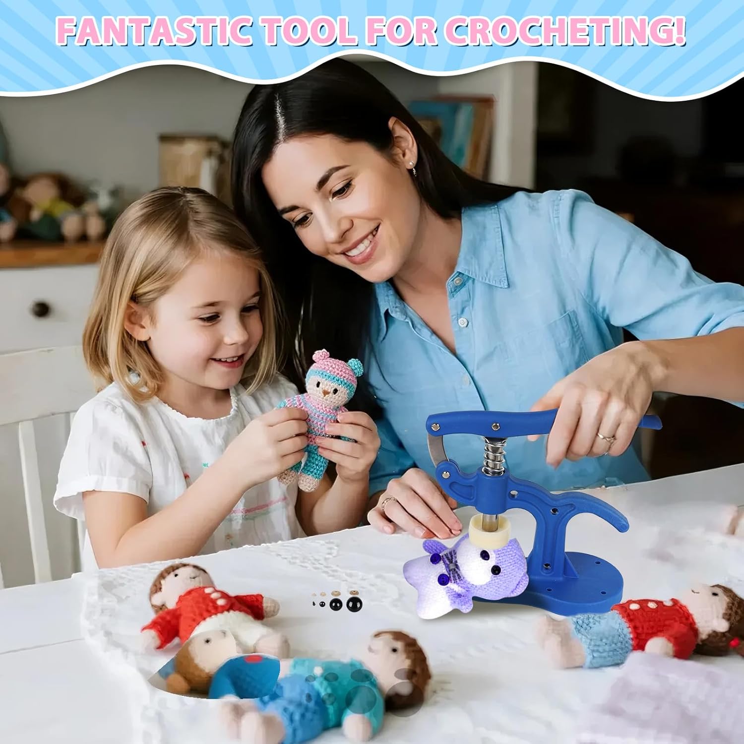 Safety Eye Tool, Safety Eyes for Crocheting Auxiliary, Safety Eye Tool for Amigurumi Crochet & Stuffed 5-40mm Animal Eyes Making Supplies Tool - Dark Blue - Image 6