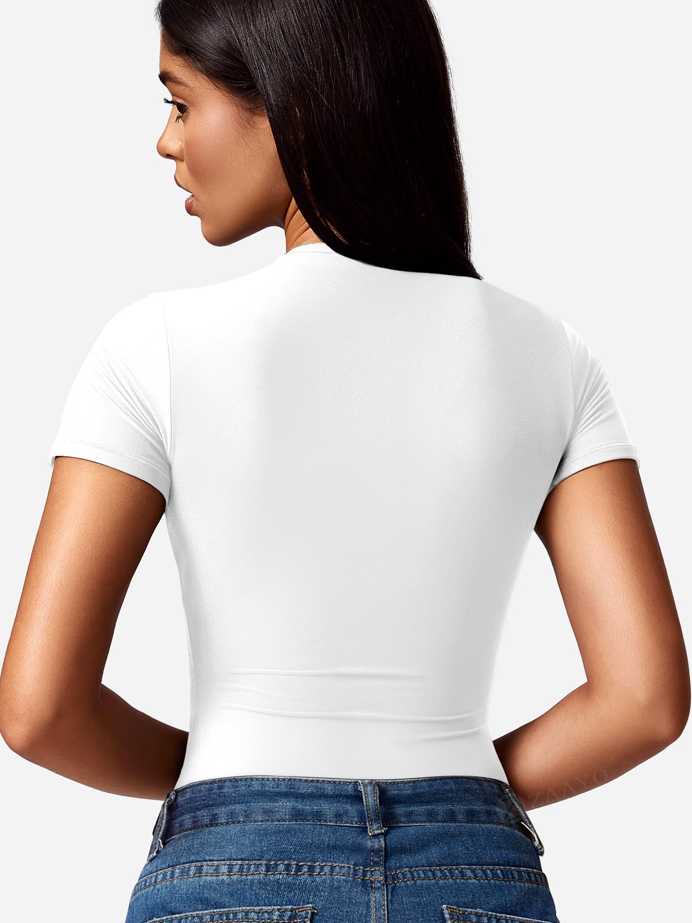 ZAAYO Maglietta sportiva da donna, per palestra, sport, yoga, crop, top funzionale, da corsa, a maniche corte, con chiusura a mezza zip