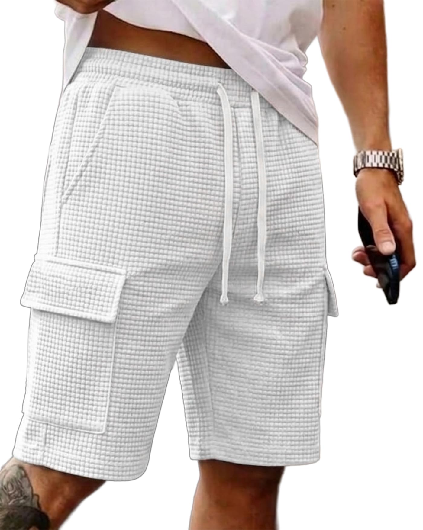 ausk Classic Relaxed Fit Cargo Stretch Shorts for Mens| Half Pant Cargo Shorts with Pockets | Casual Shorts for Mens-picture-35