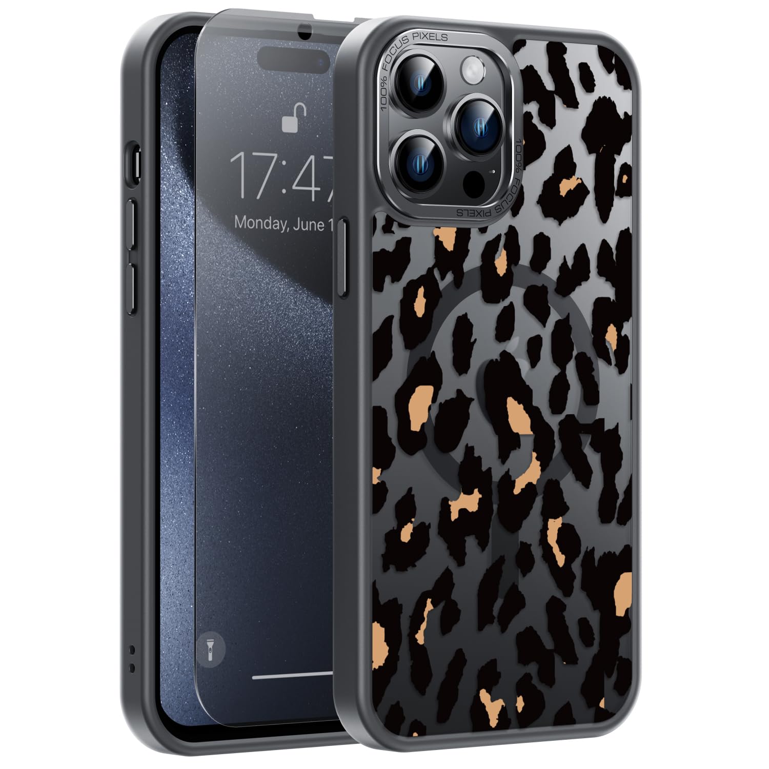 Goodon for iPhone 15 Pro Max Case with Privacy Screen Protector, Compatible with Magsafe, Shockproof Translucent Matte Cov...
