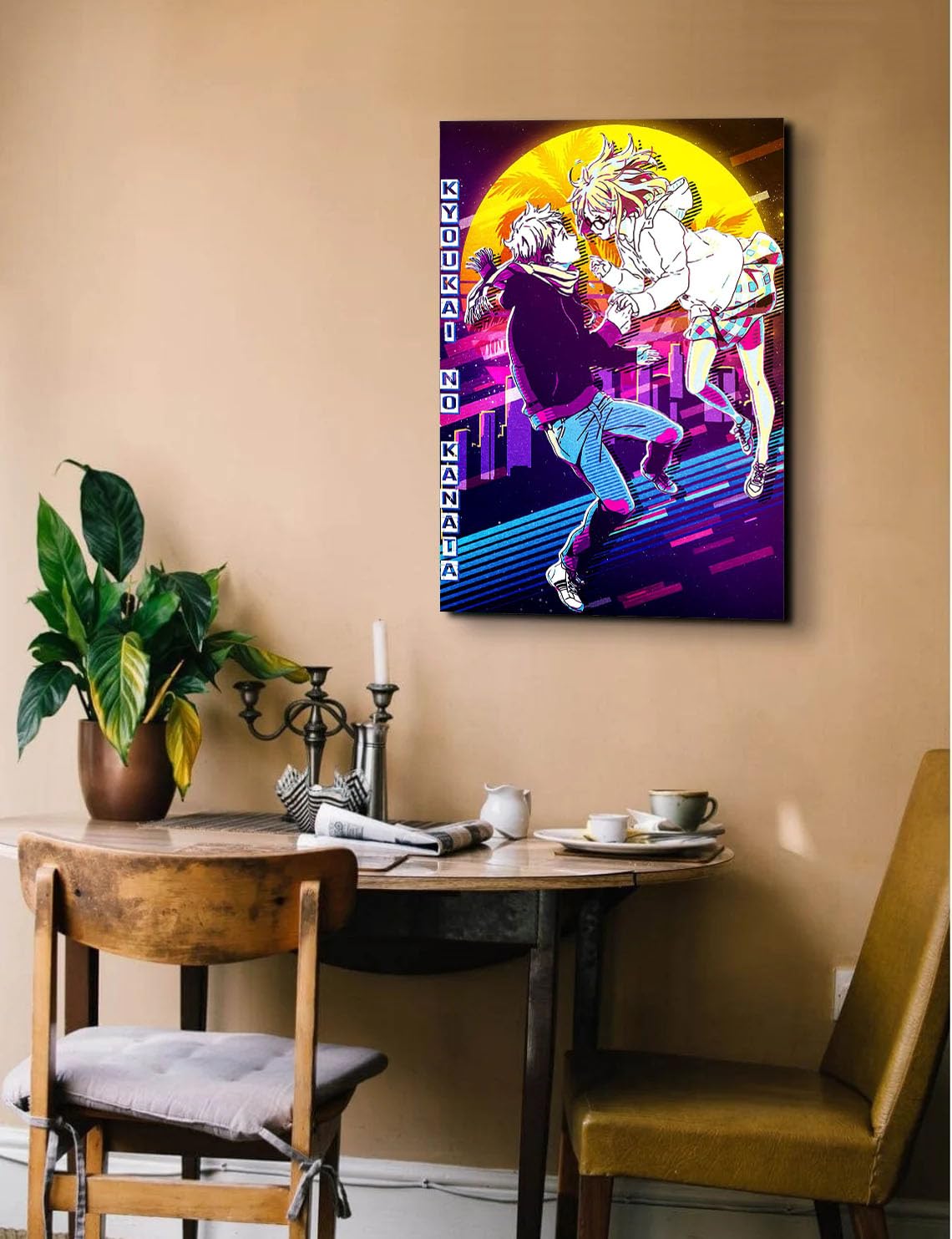 GADGETS WRAP Canvas Gallery Wrap Framed for Home Office Studio Living Room Decoration (14x22inch) - Kyoukai No Kanata Retro