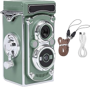Jectse Vintage Digital Camera, Portable TLR Style Retro 2.7K Video 24MP Auto Focus Vlog Camera with Manual Joystick for Beginners, Teens, Adults GREEN
