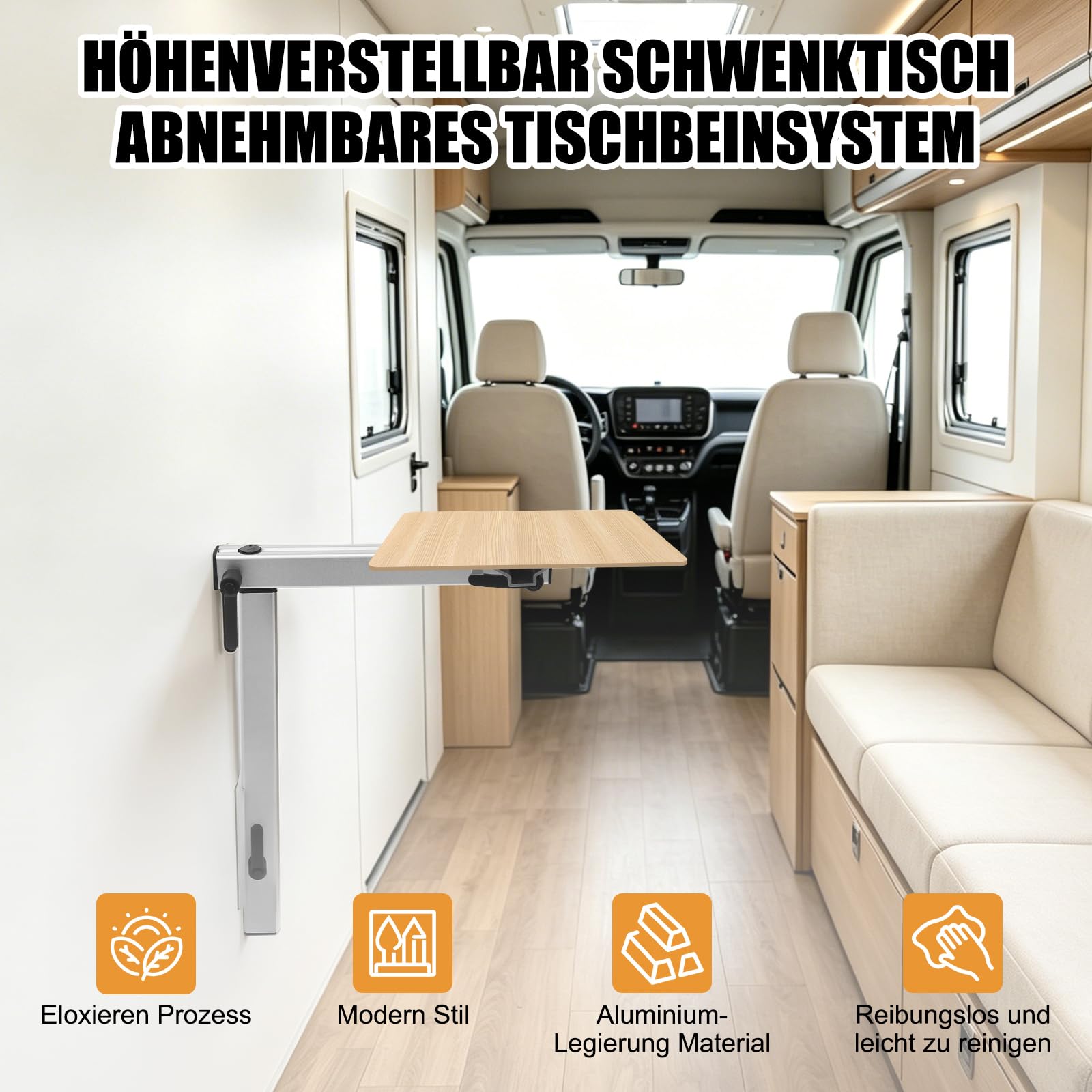Abnehmbare Tischbeine, 360° Drehbare Tischbeine Tischfuß Tischhalterung Tischgestell RV Wohnmobil, Höhenverstellbar Schwenktisch Abnehmbares Tischbeinsystem