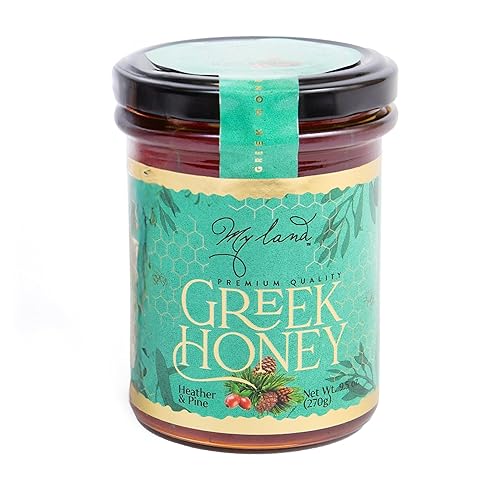 MY LAND Heather and Pine - Miel cruda natural griega sin filtrar (9.5 onzas (paquete de 1))