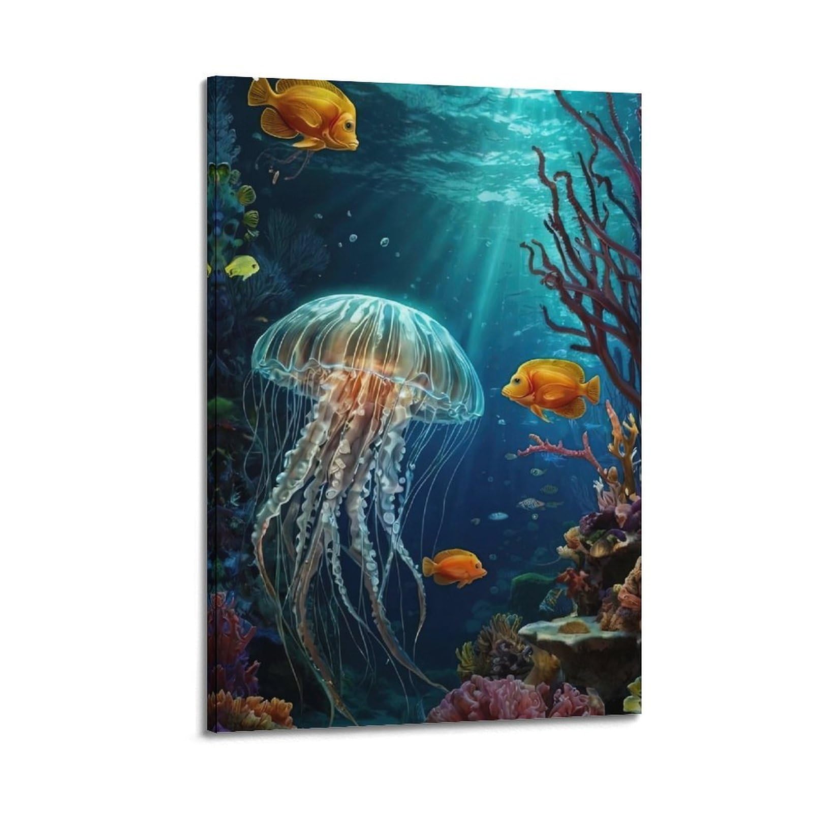 WPHSFX Marine Animal Poster Seabed Vibrant Jellyfish Scene Poster Decorative Painting Canvas Wall Posters And Art Picture Print Modern Family Bedroom Decor Posters 20x30inch(50x75cm)