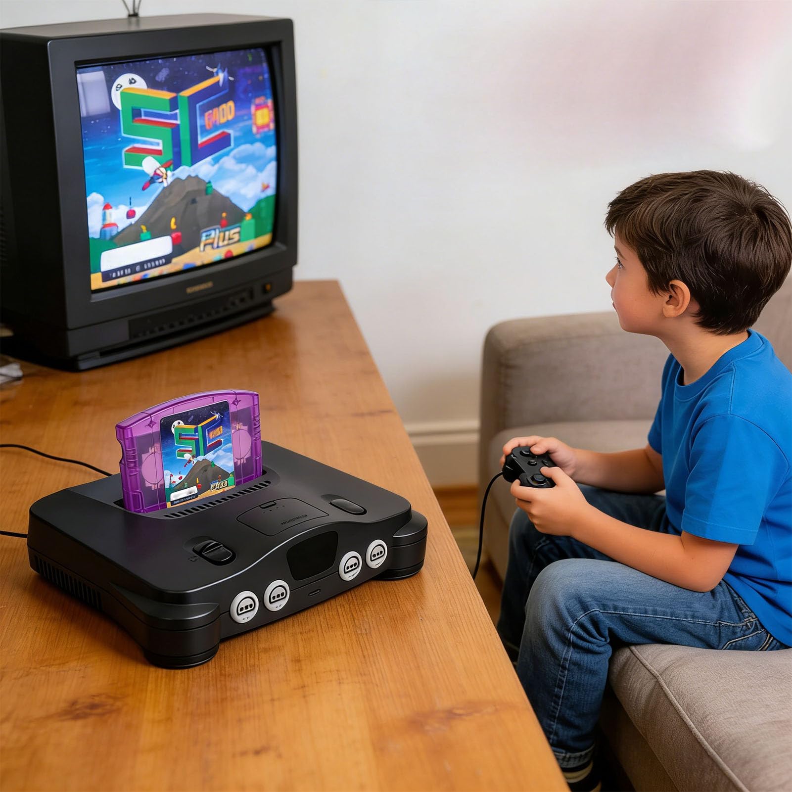 Yanmis Cartucho de Juego para N64, Cartucho de Código Abierto de Lectura Rápida con Memoria de 16 GB y Copia de Seguridad de Guardado Automático, para Juegos Retro y Soporte 64DD (violeta